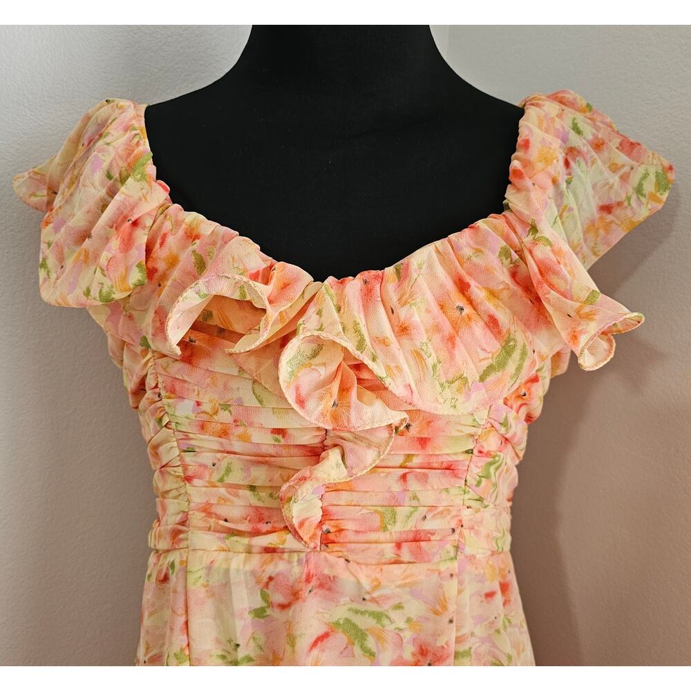 MINT ASTR The Label Wilder Pleated Tiered Maxi Party Wedding Dress Gown L - Picture 6 of 15